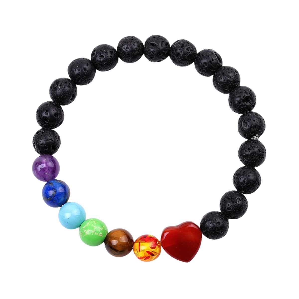 Healing Chakra Heart Stone Bracelet 8mm Beads Stretch Bangle Jewelry for Women