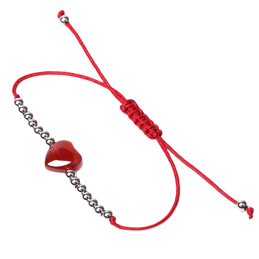 Healing Chakra Heart Stone Bracelet Silver beads Adjustable Jewelry for Women