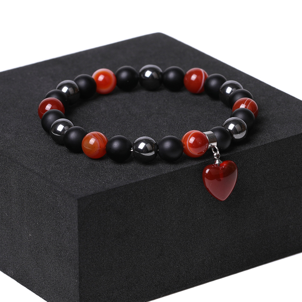 Healing Chakra Heart Stone Bracelet 8mm Beads Stretch Bangle Jewelry for Women