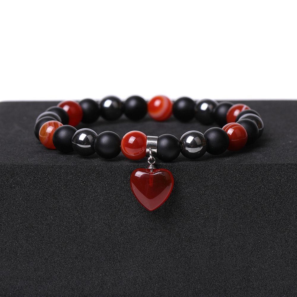 Healing Chakra Heart Stone Bracelet 8mm Beads Stretch Bangle Jewelry for Women