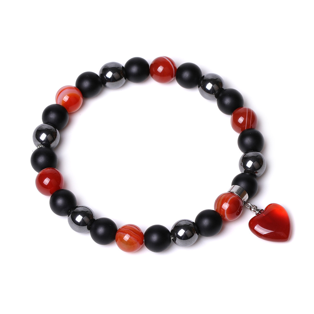 Healing Chakra Heart Stone Bracelet 8mm Beads Stretch Bangle Jewelry for Women
