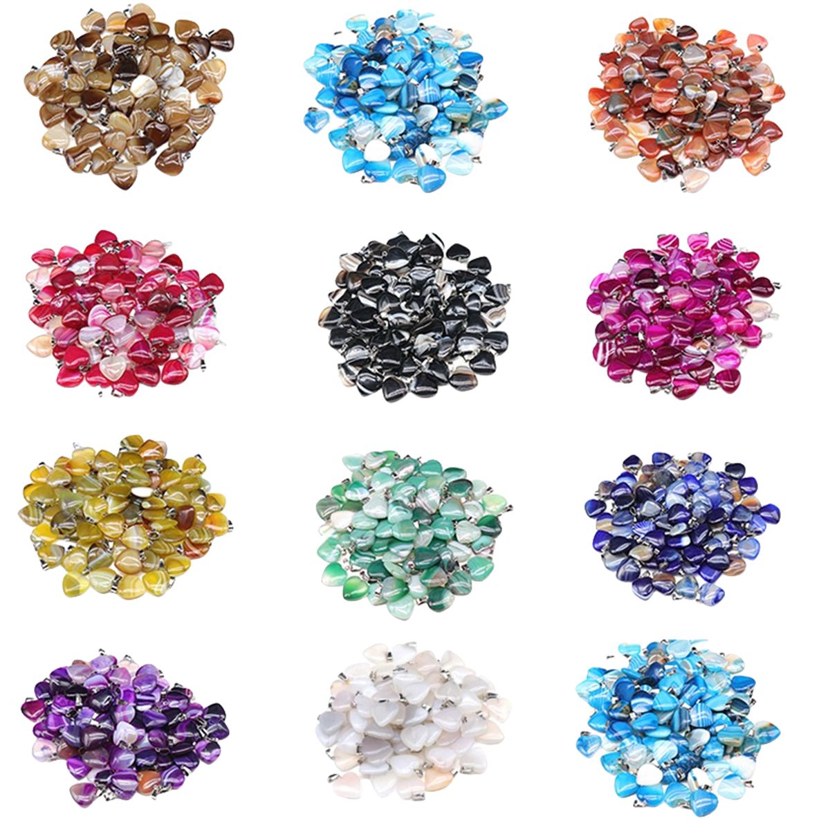 20MM Natural Agate Heart Stone Pendants for Making Jewelry Necklace Earrings Bracelets