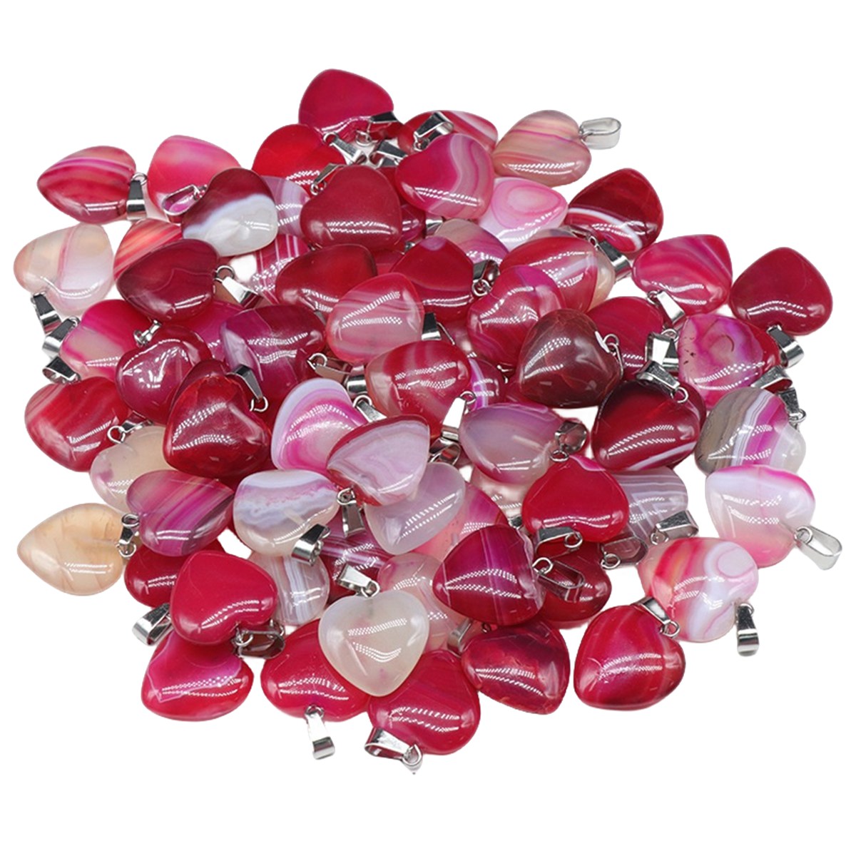 20MM Natural Agate Heart Stone Pendants for Making Jewelry Necklace Earrings Bracelets