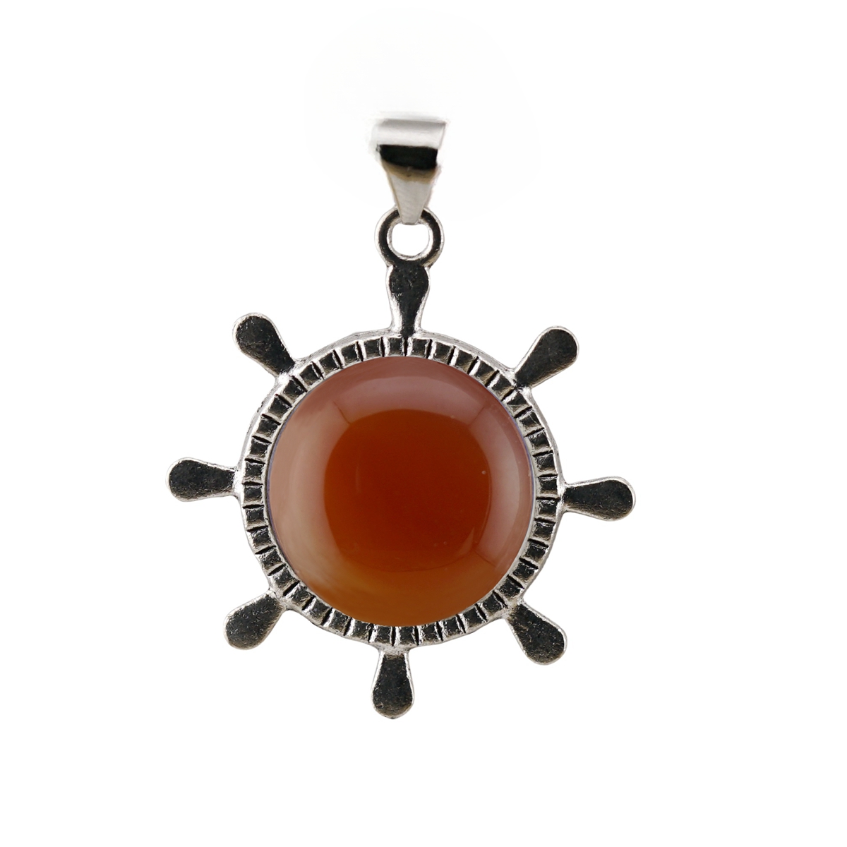 Silver Alloy Rudder Gemstone Pendant for Making Jewelry with 20MM Stone Cabs Steering wheel