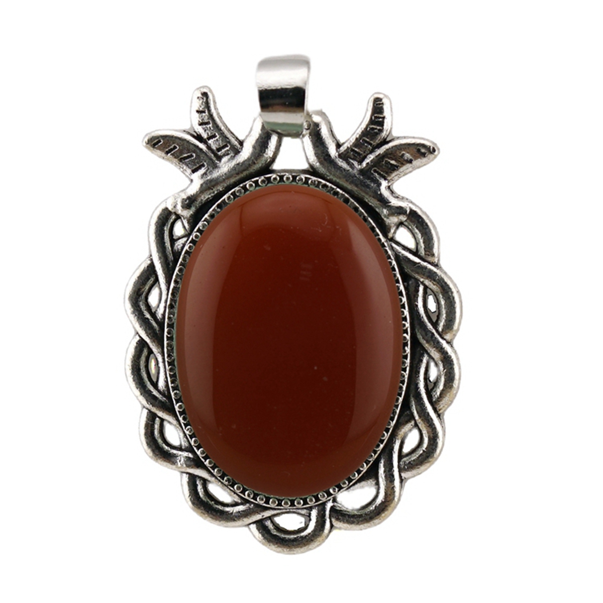 Natural Gemstone Pendant for Making Jewelry with 18x25MM Stone Cabs  Silver Alloy Accessories