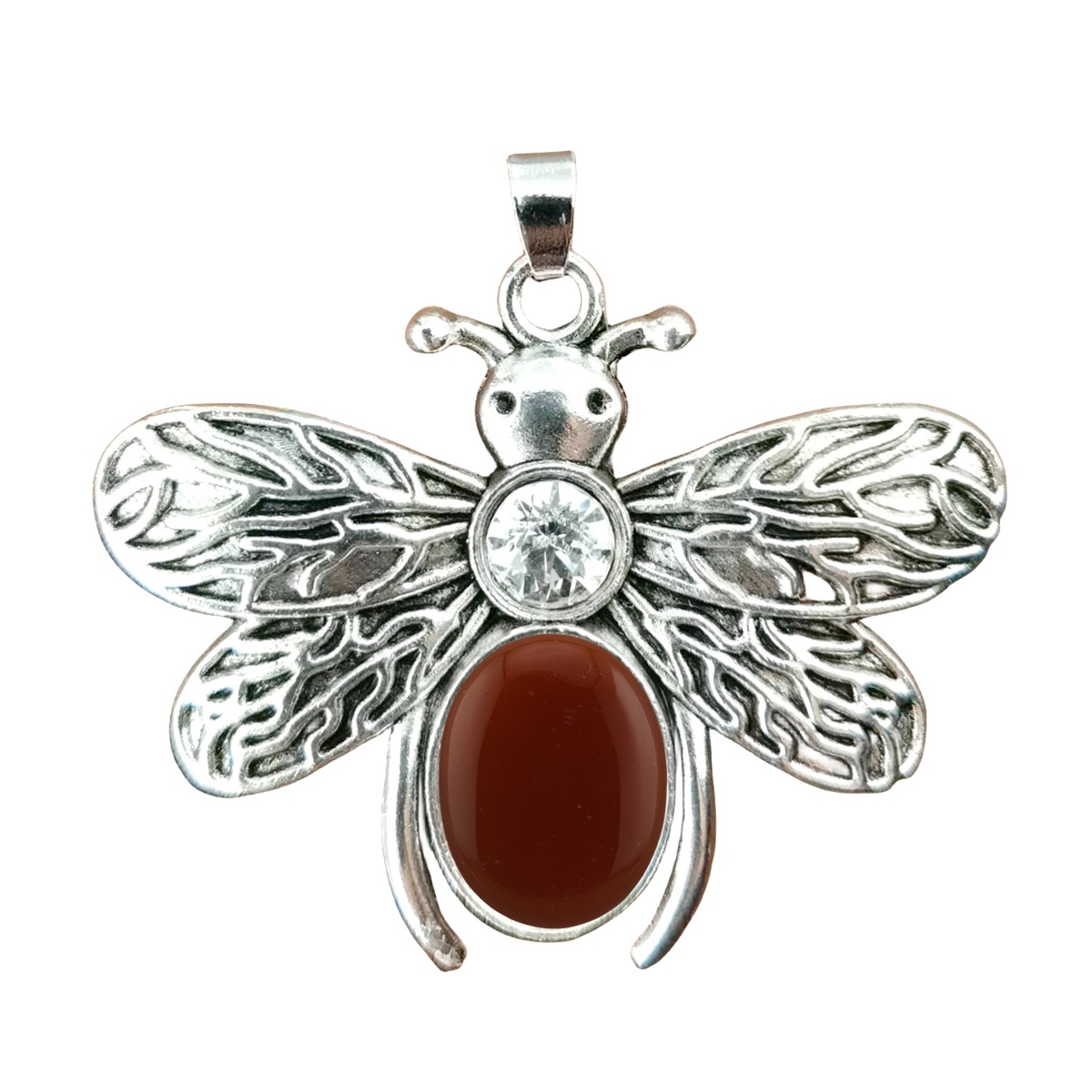 Silver Bee Gemstone Pendant for Making Jewelry 12x16MM Stone Cabs Animal 