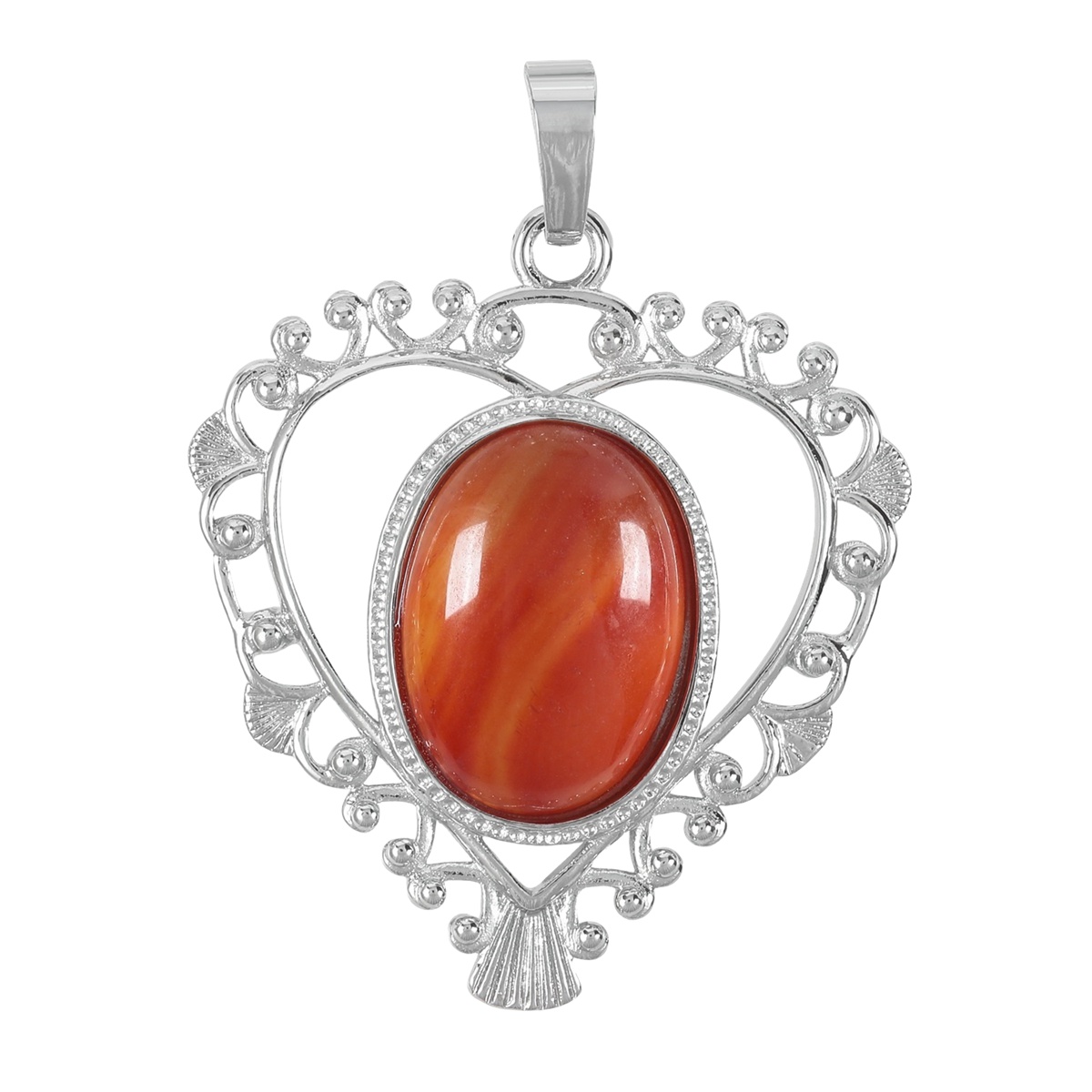 Silver Love Heart Pendant 35x46mm for Making jewelry necklace with 15x18MM natural Gemstone CABs