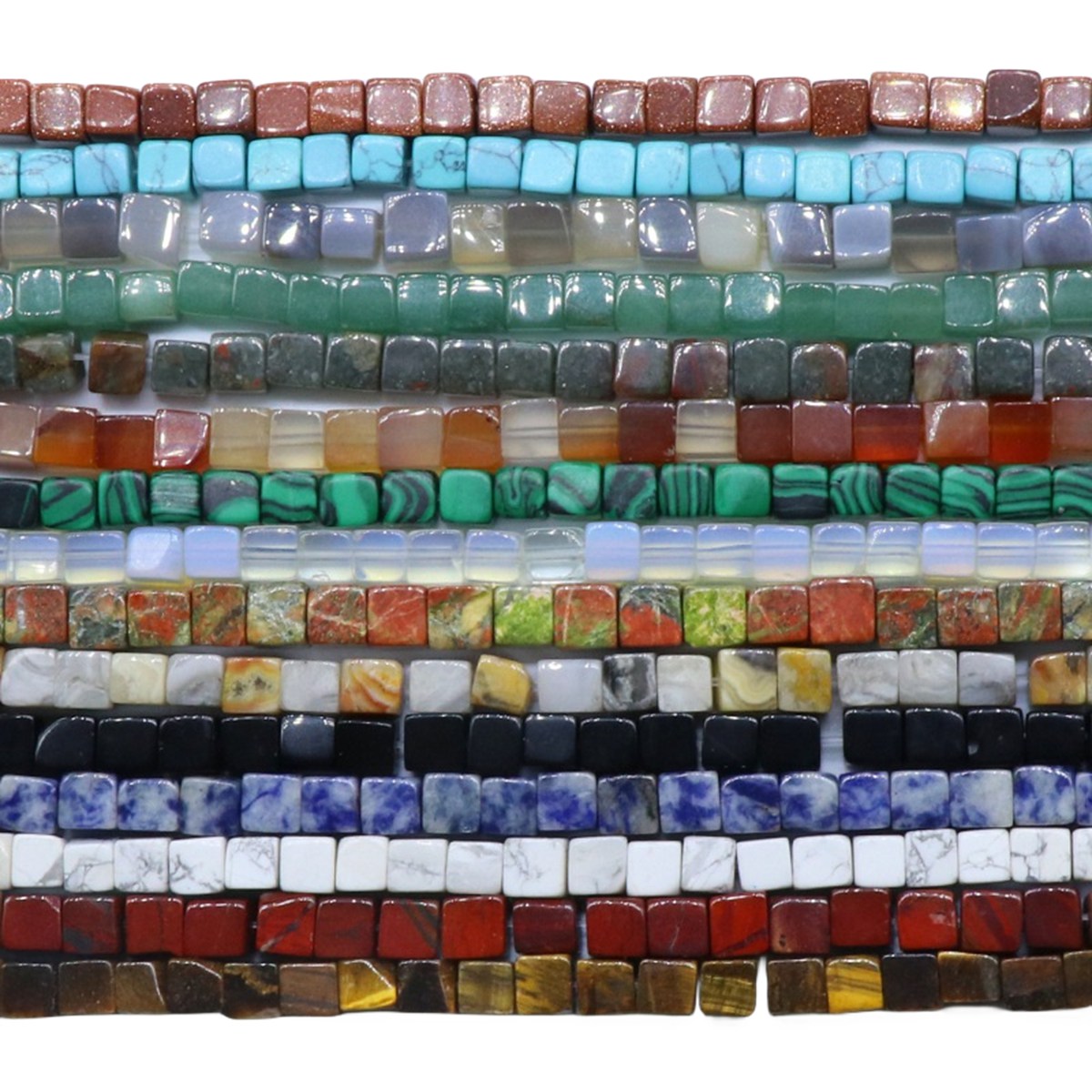 4MM Loose Natural Gemstone Cube Beads for Making Jewelry  (Approx 88PCS/Strand)