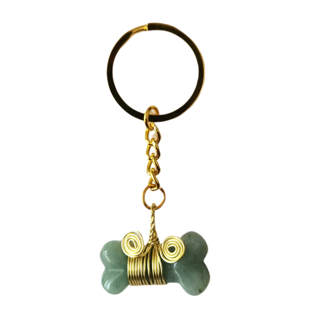 Natural Gemstone Bone Shape Pendant Healing Reiki Gem Keychain Pet Ornaments Balanced Pacification Hand Carving Bone Ornaments Dog Lovers KC1632G