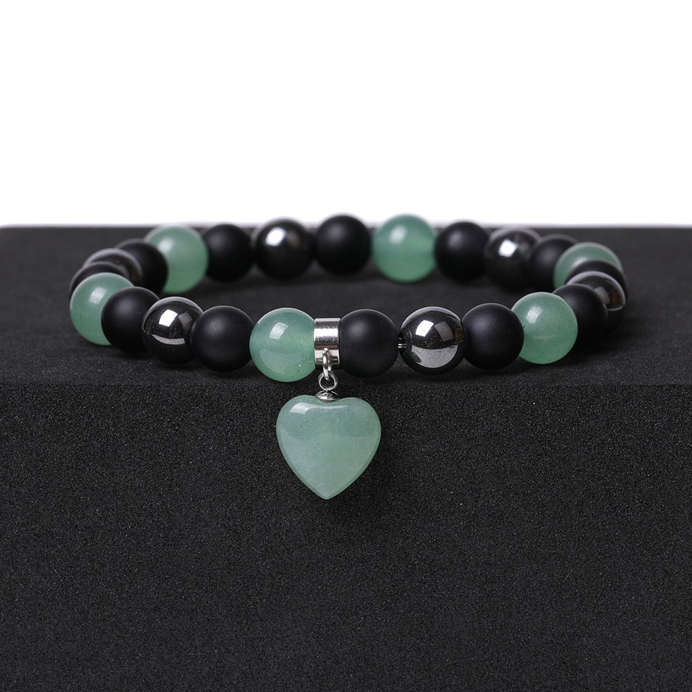 Healing Chakra Heart Stone Bracelet 8mm Beads Stretch Bangle Jewelry for Women