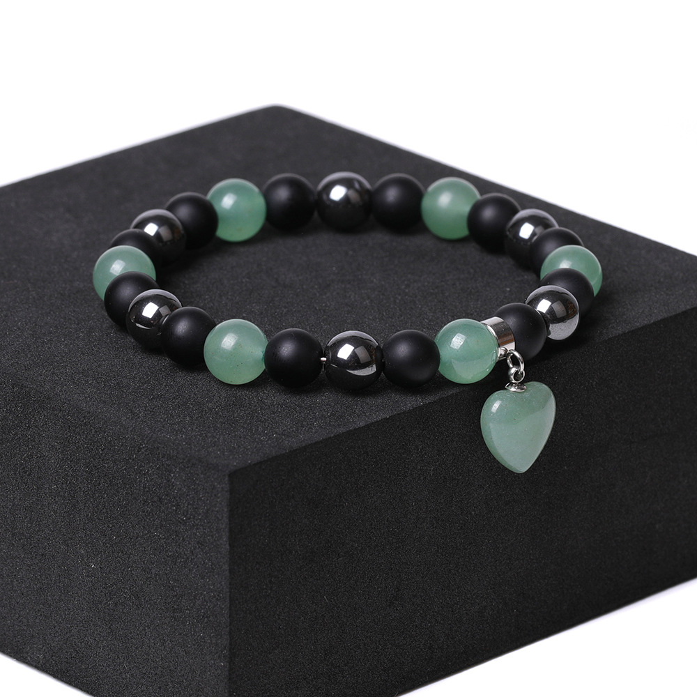 Healing Chakra Heart Stone Bracelet 8mm Beads Stretch Bangle Jewelry for Women