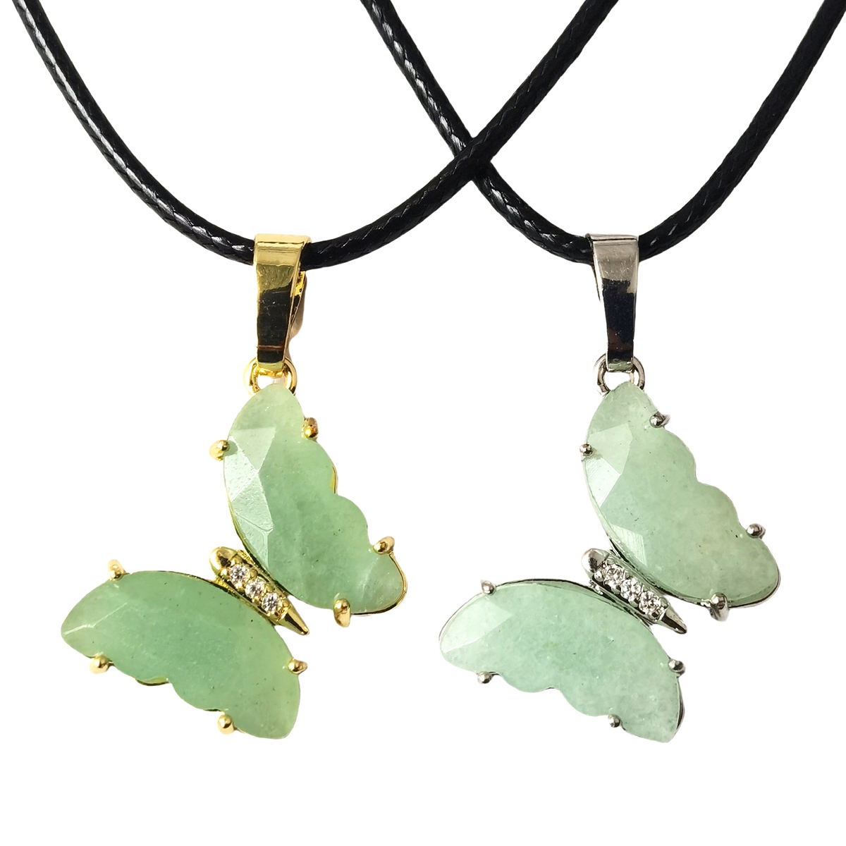 Natural Gemstone Butterfly Pendant Necklace with 45cm Black Cord SN1630-45F01