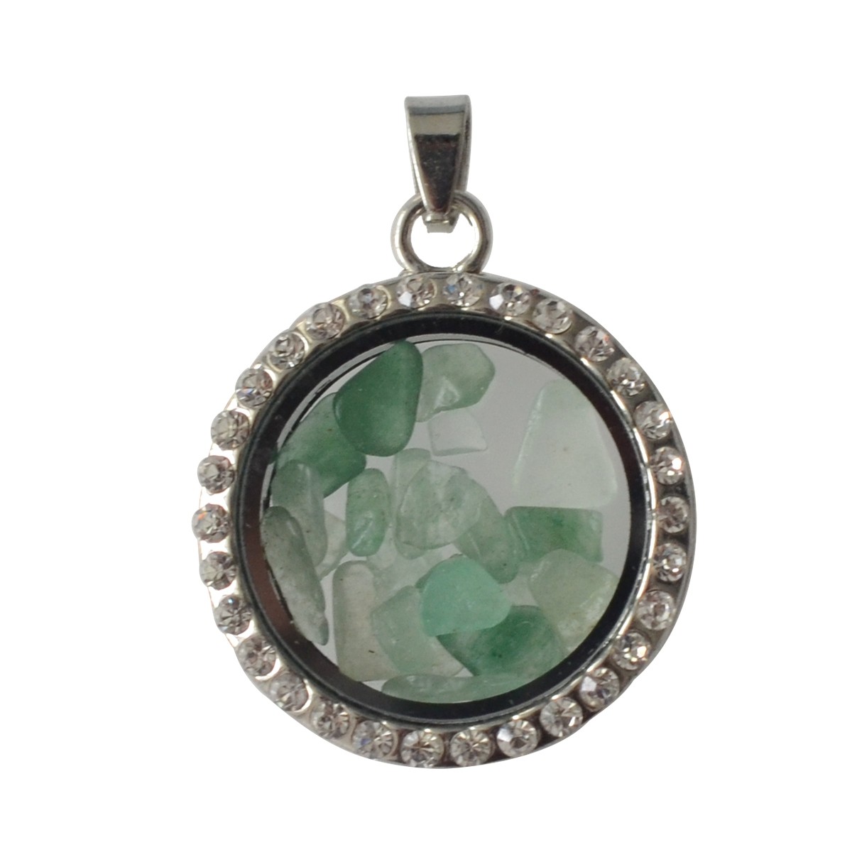 Natural Raw Gemstone 30MM Living Floating Memory Glass Locket Pendant Necklace 24" Chain
