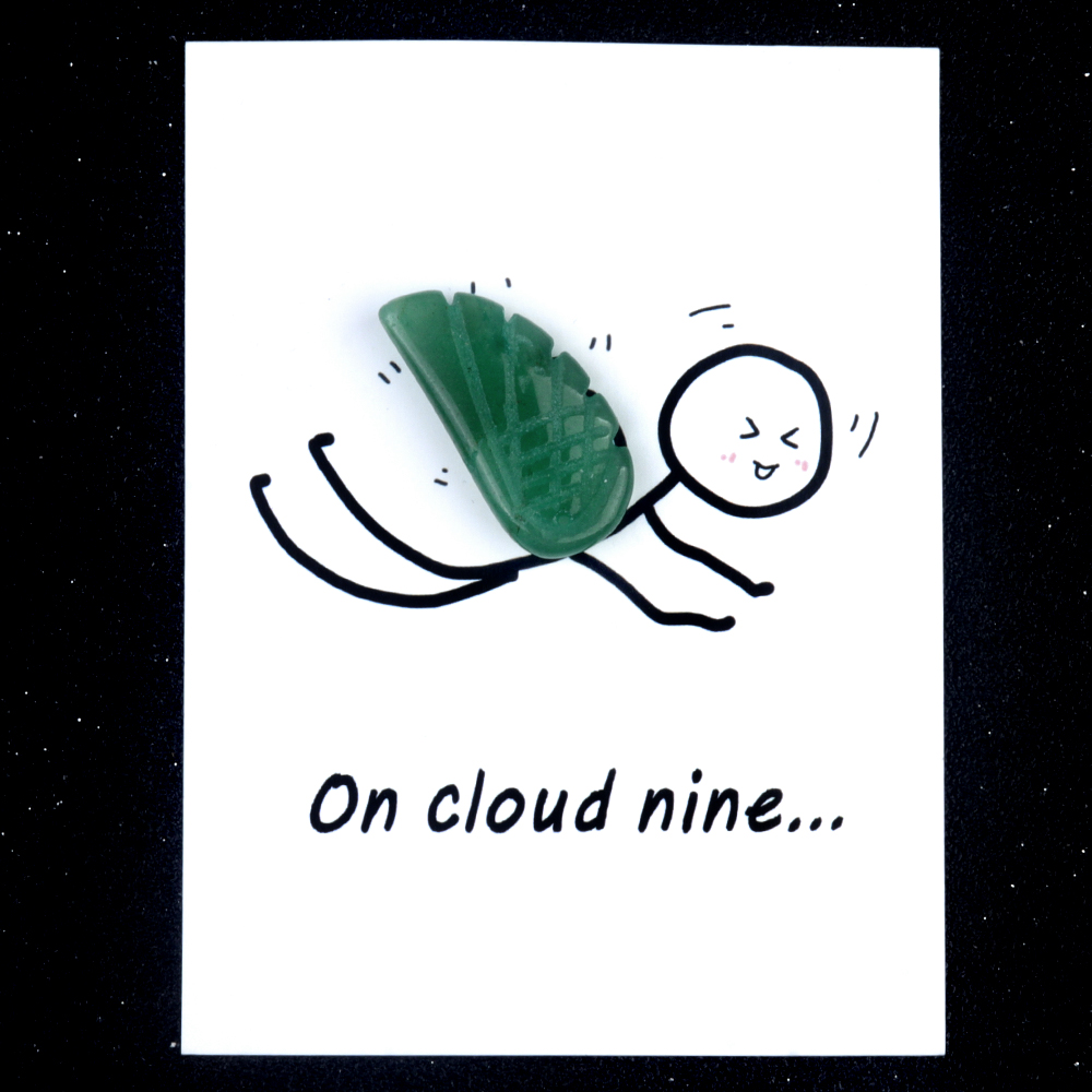 Handmade Craved Gemstone Wing Pendant SP0677-16X30MM Card Packing