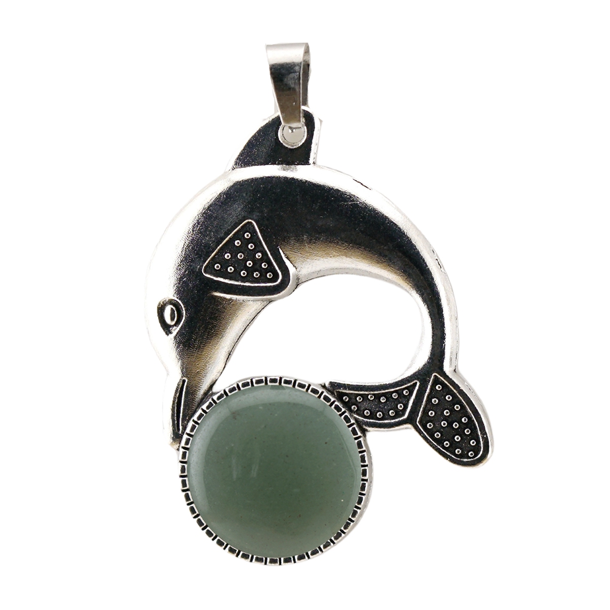 Silver Alloy Dolphin Gemstone Pendant for Jewelry Making Necklace Earrings