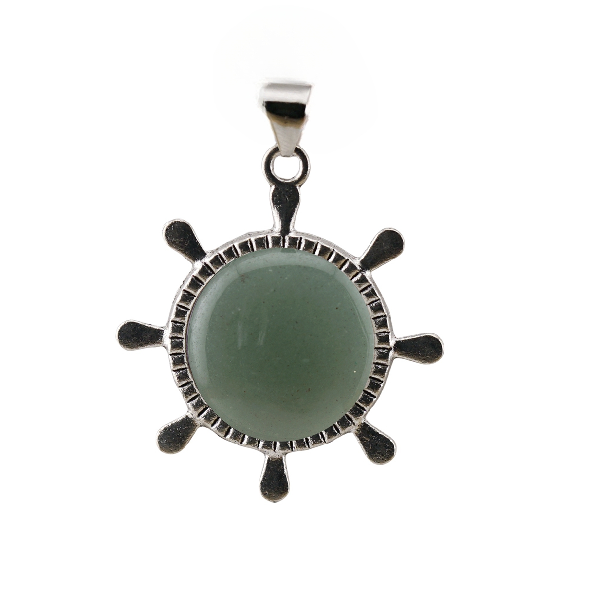 Silver Alloy Rudder Gemstone Pendant for Making Jewelry with 20MM Stone Cabs Steering wheel