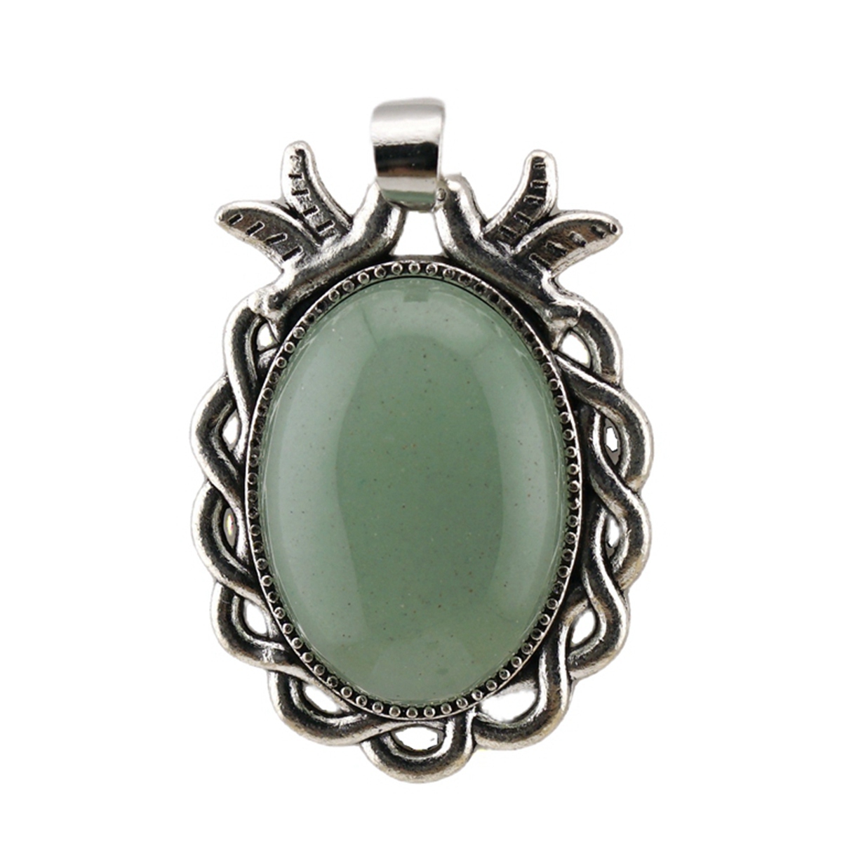 Natural Gemstone Pendant for Making Jewelry with 18x25MM Stone Cabs  Silver Alloy Accessories