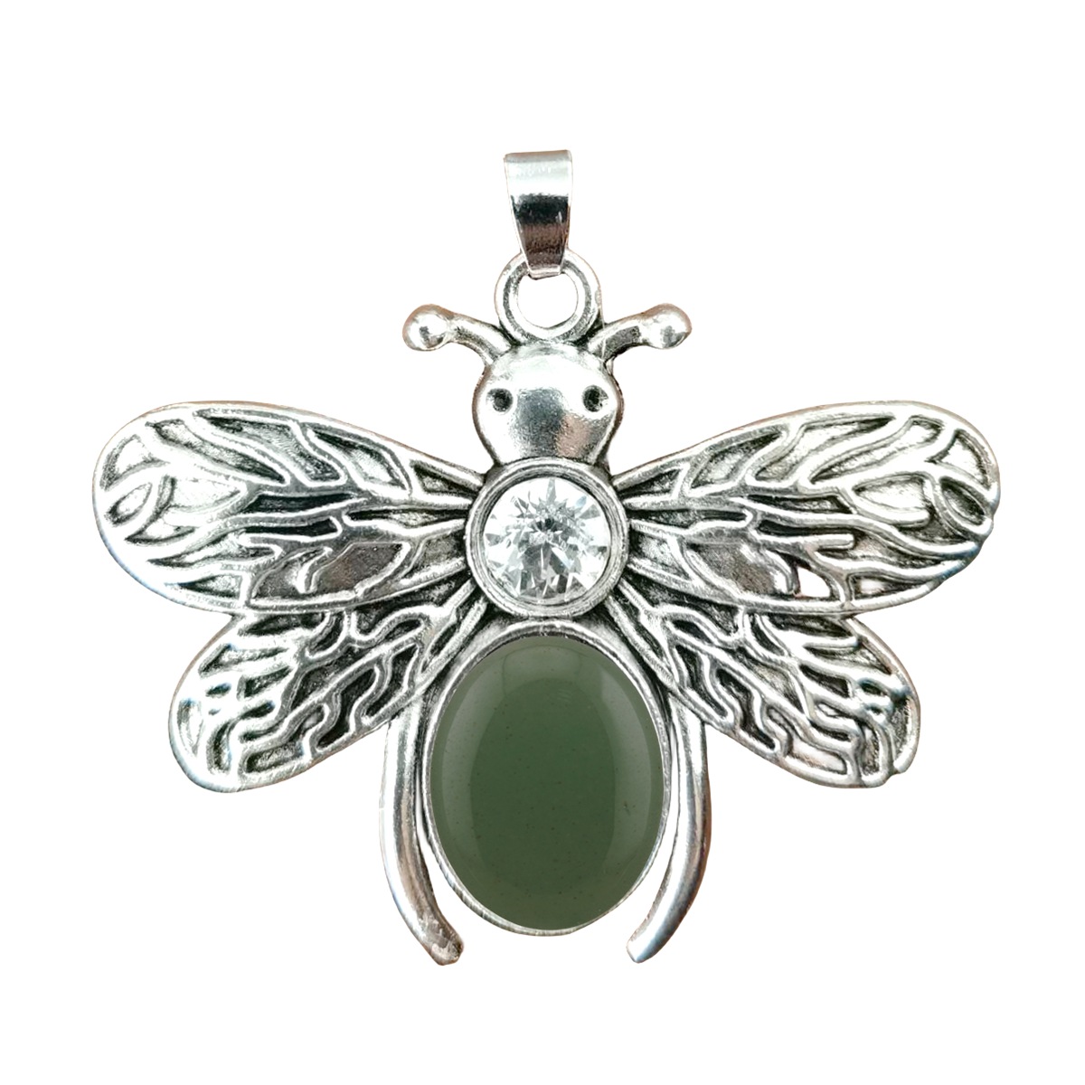 Silver Bee Gemstone Pendant for Making Jewelry 12x16MM Stone Cabs Animal 