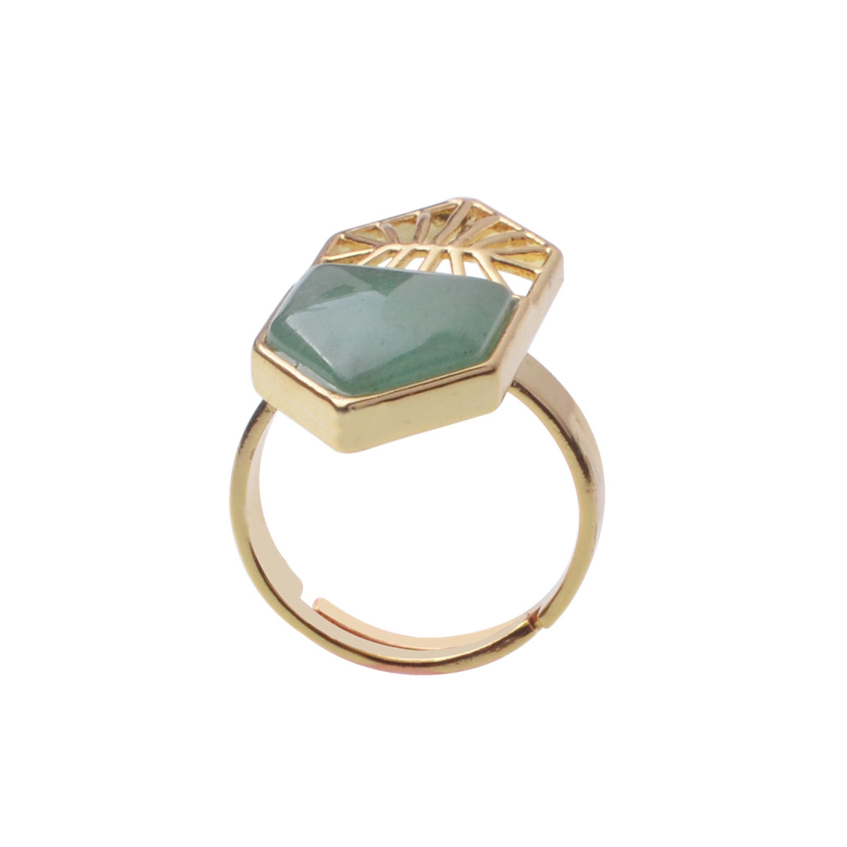 Gold Shield Gemstone Ring for Women Men 