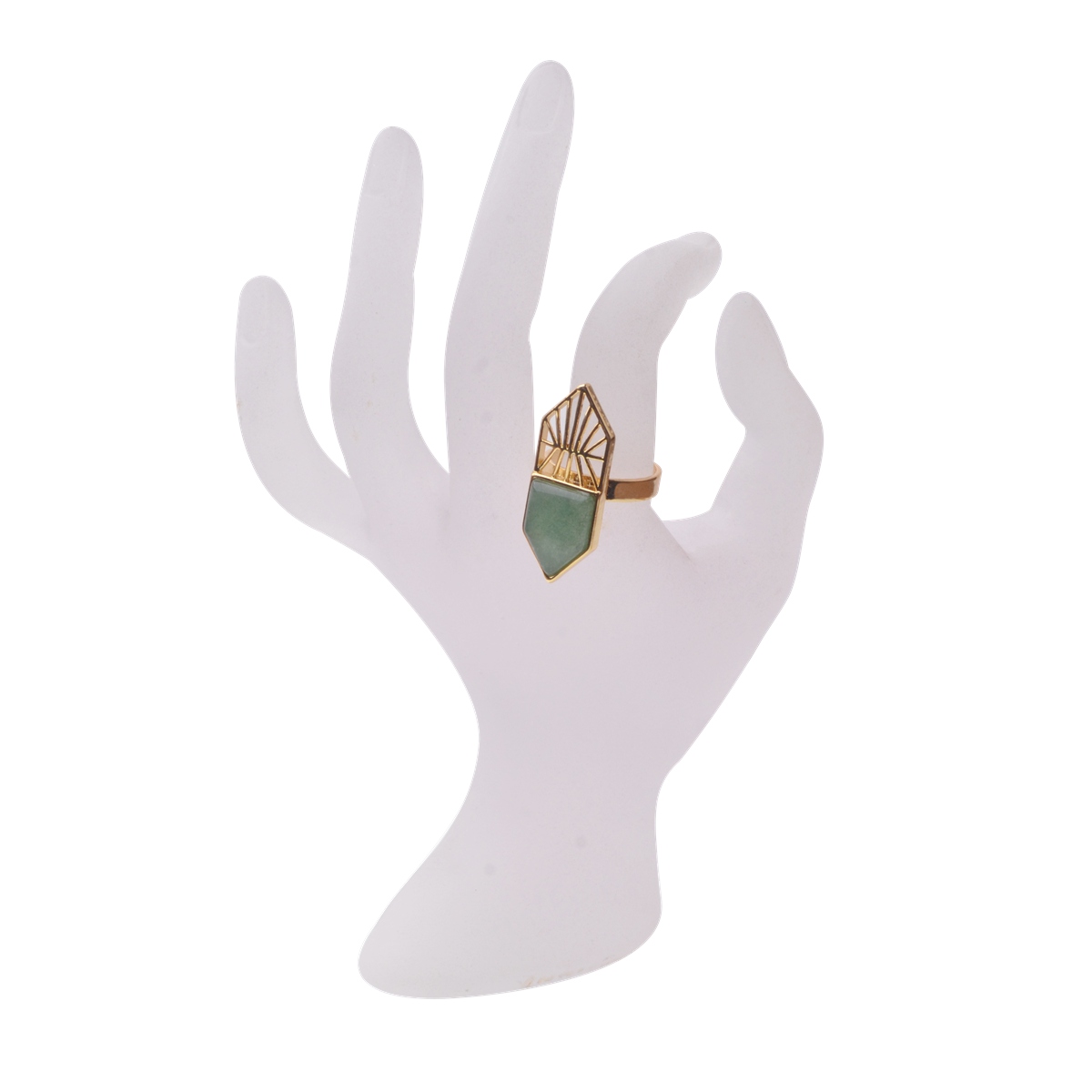 Gold Shield Gemstone Ring for Women Men 