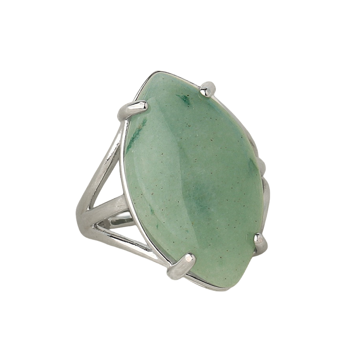 Stone Rings  for Women MenAdjustable Healing Crystal Ring Copper Plated White Gold 14X25MM Horse Eye Gemstone SR0121S