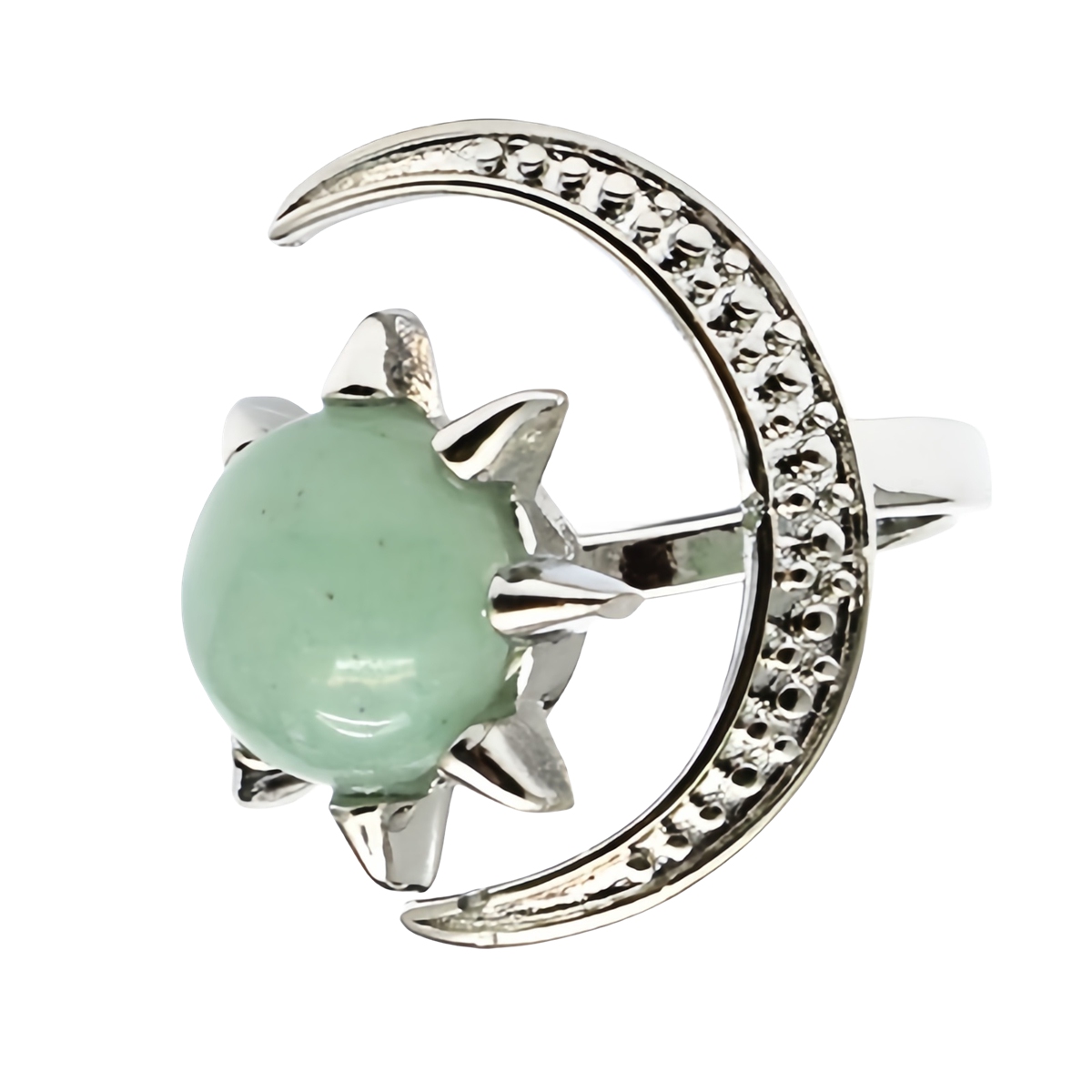 Moon Stone Rings for Women Men Adjustable Healing Crystal Ring Copper Plated White Gold Horse Eye Gemstone  SR0132S