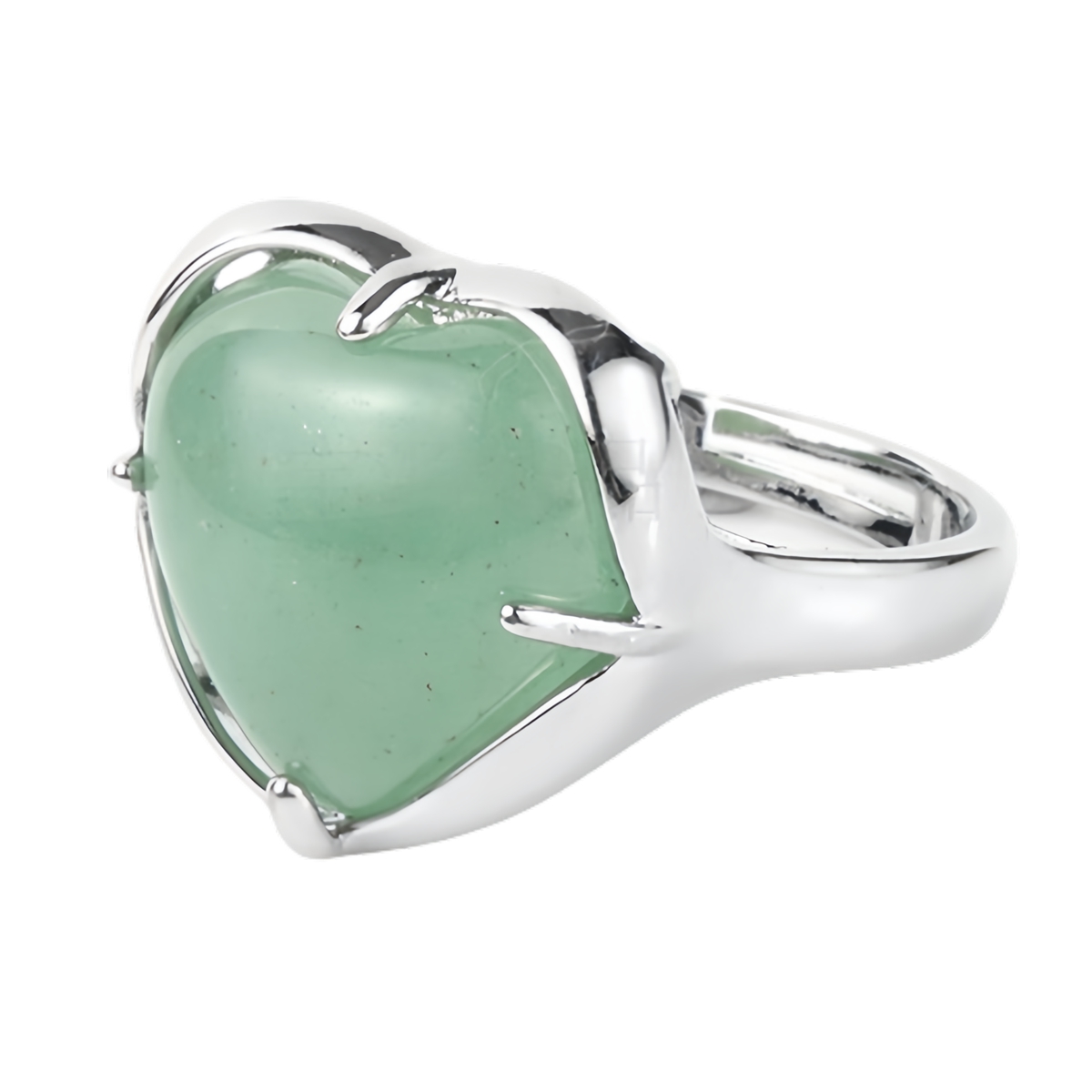 Silver Heart Stone Rings for Women Men Adjustable  SR0141S