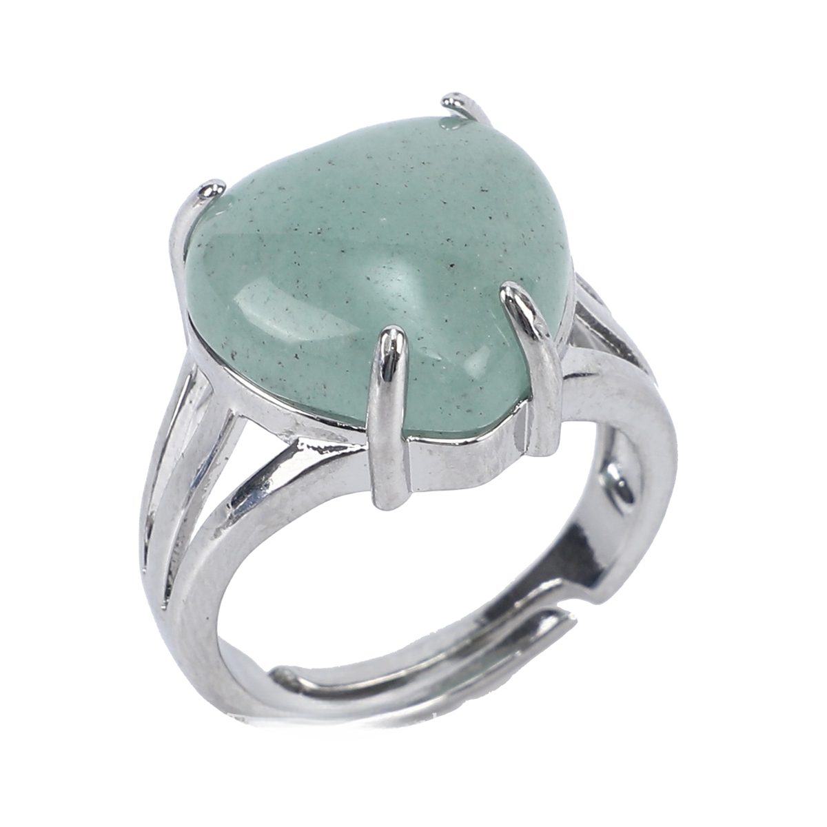 Silver Heart Stone Rings for Women Men Adjustable  SR0144S