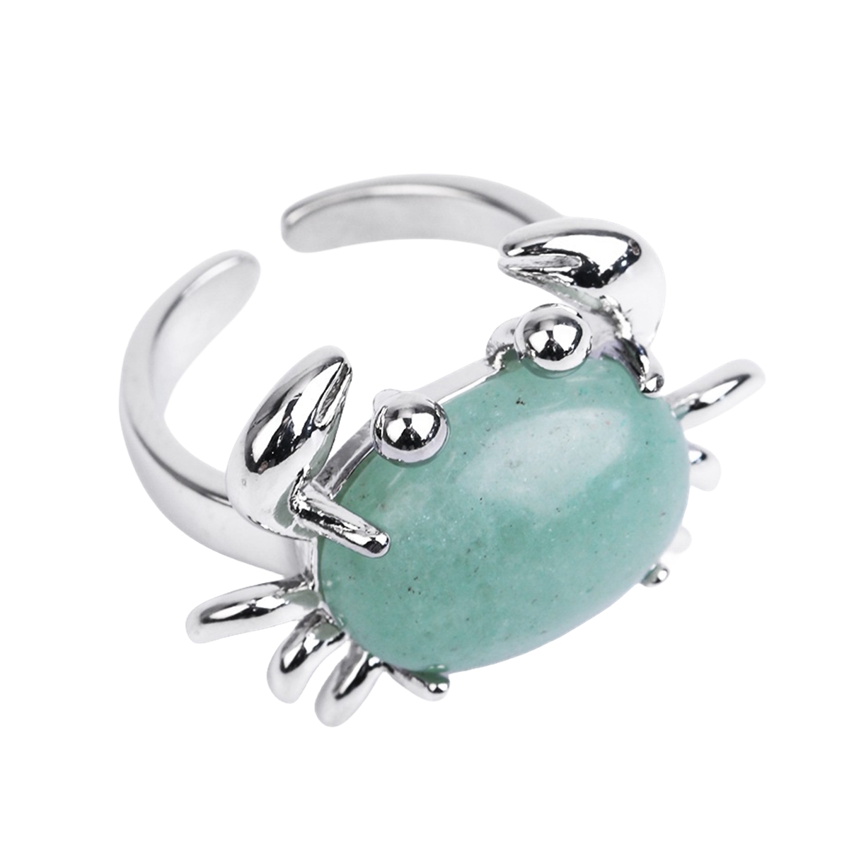 Silver Crab Stone Rings for Women Men Adjustable SR0146S