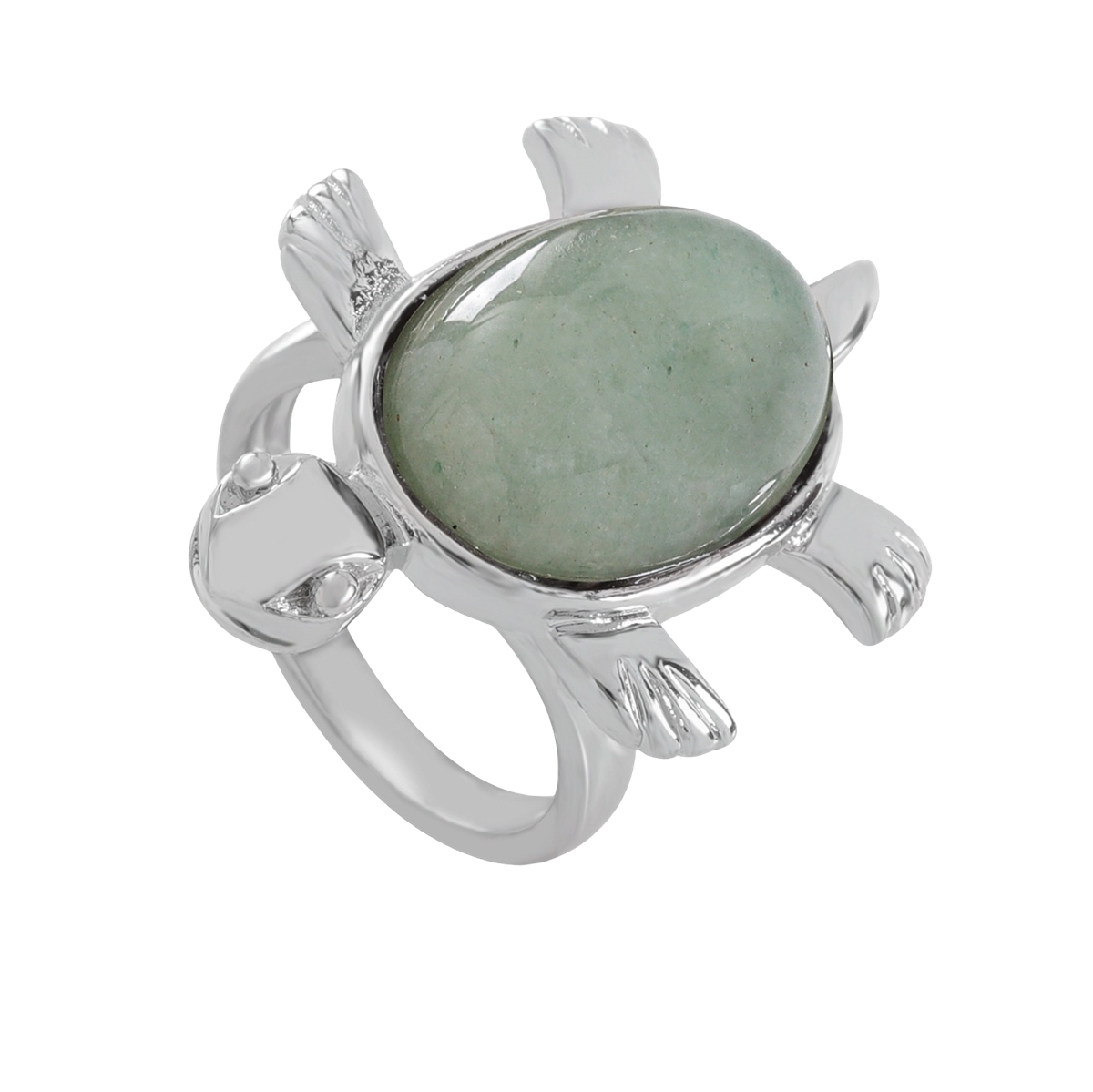 Silver Turtle & Tortoise Stone Rings for Women Men Adjustable  SR0148S