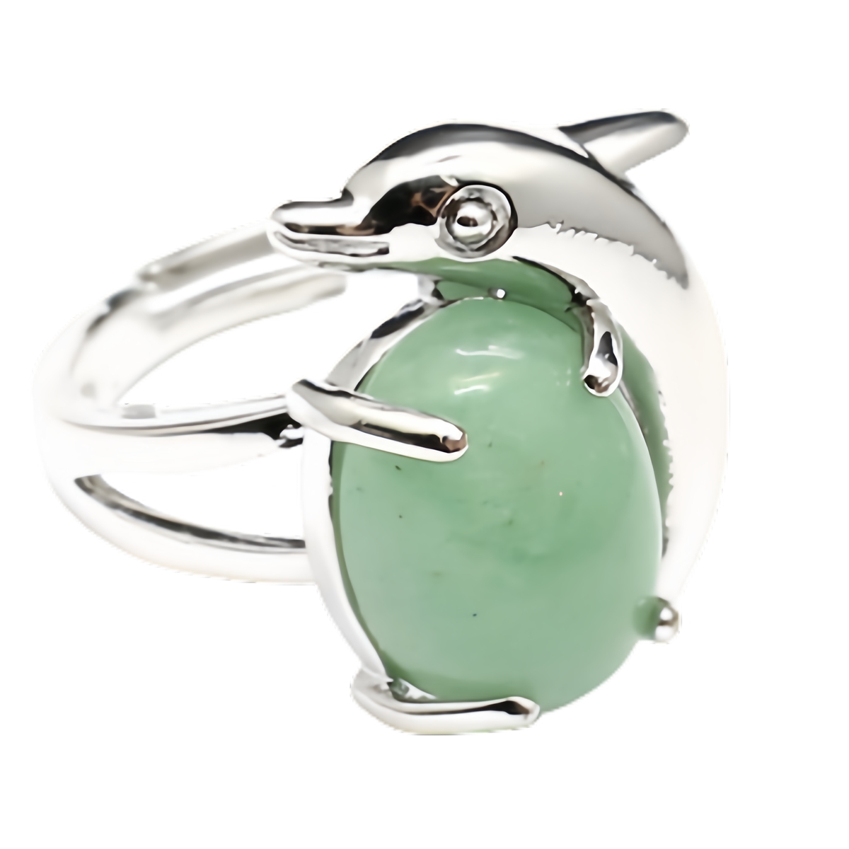 Silver Dolphin Stone Rings for Women Men Adjustable SR0150S 10MM Gemstone CAB