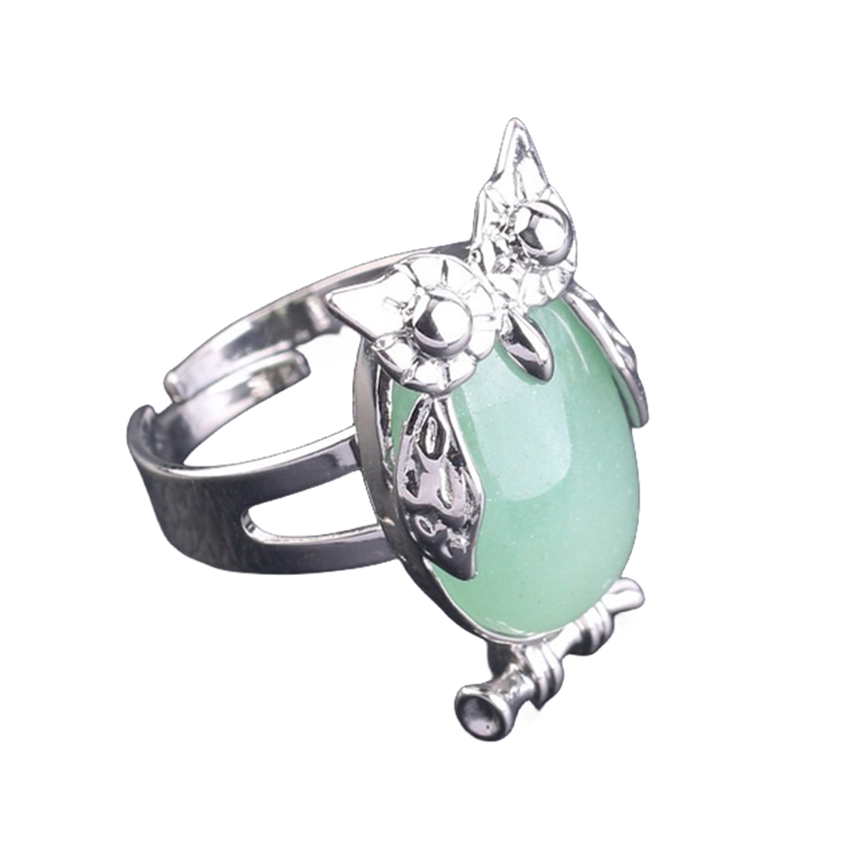 Silver Owl Stone Rings for Women Men Adjustable SR0151S