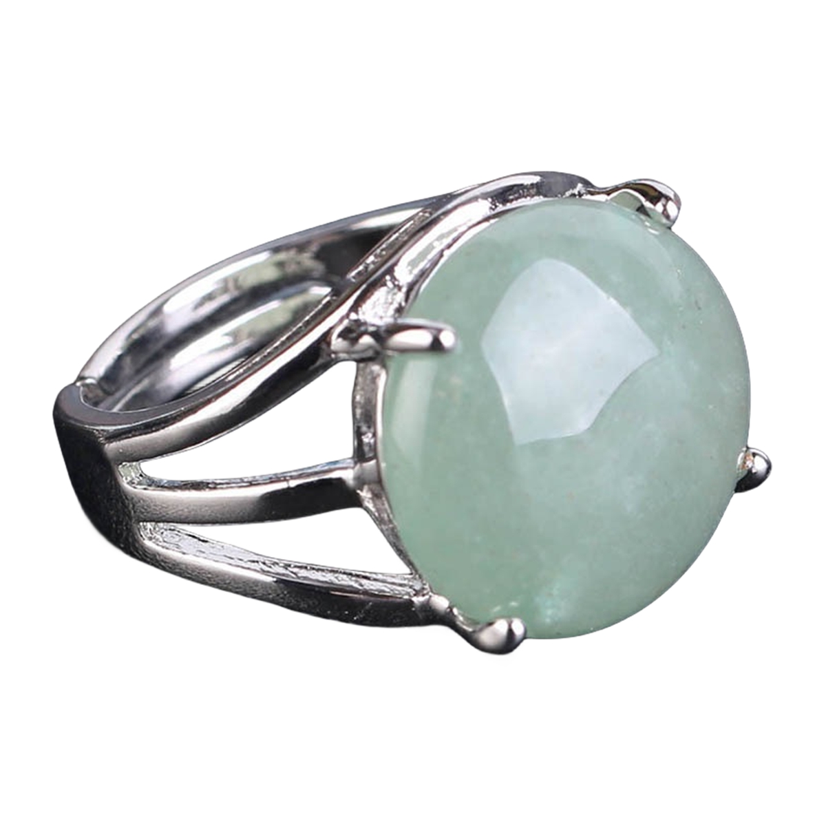 Silver 16MM CAB Stone Rings for Women Men Adjustable SR0152S