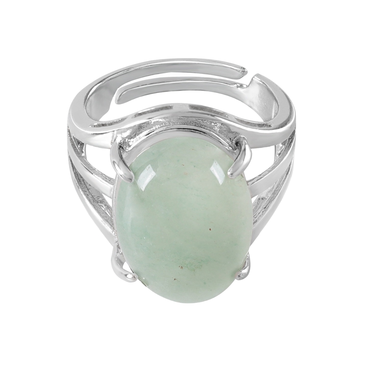 Silver Stone Rings for Women Men Adjustable  SR0154S 13X18MM Gemstone CAB