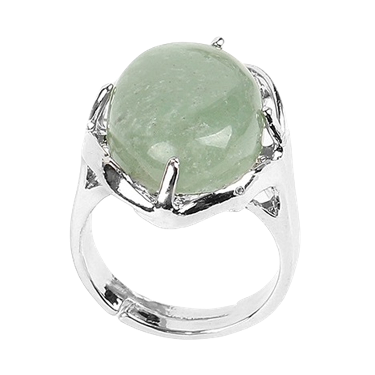 Silver Stone Rings for Women Men Adjustable 13X18MM Oval Gemstone CAB SR0156S 