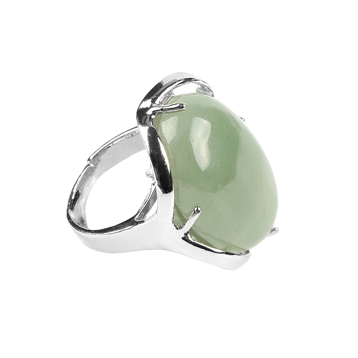 Silver Stone Rings for Women Men Adjustable 18x25MM Oval Gemstone CAB SR0156S 