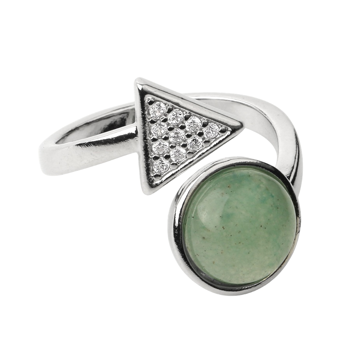 Natural Stone Triangle Rings 10MM Round Shaped Gemstone Jewelry For Women Anniversary Birthday Wedding Gift SR0159S