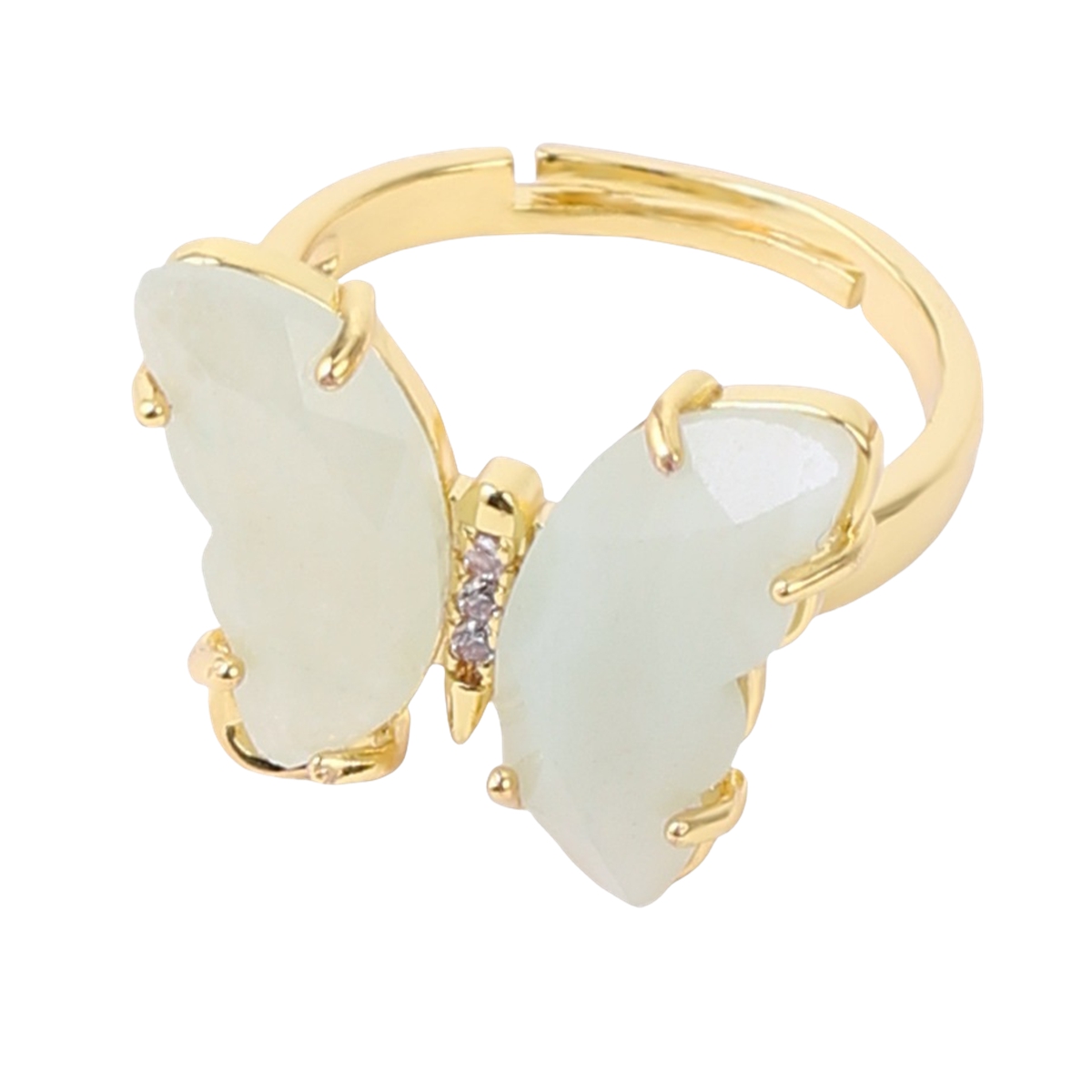 Natural Stone Butterfly Rings Moon Gemstone Jewelry For Women Anniversary Birthday Wedding Gift SR0162S