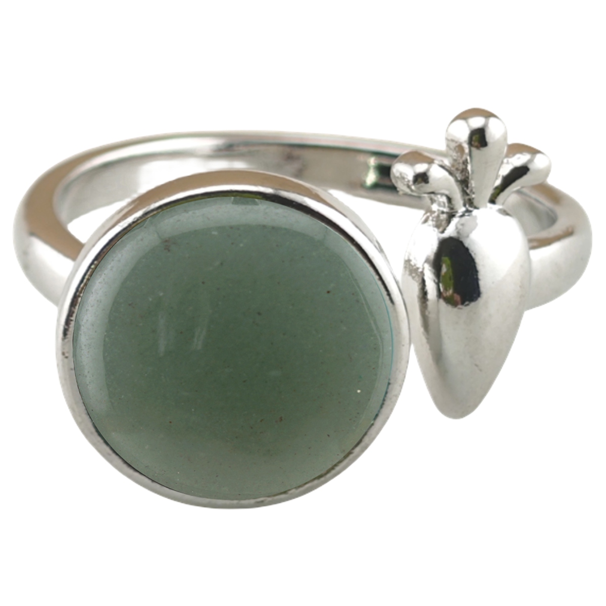 Silver Carrot Stone Rings for Women Men Adjustable 10MM Round Gemstone CAB SR0173S