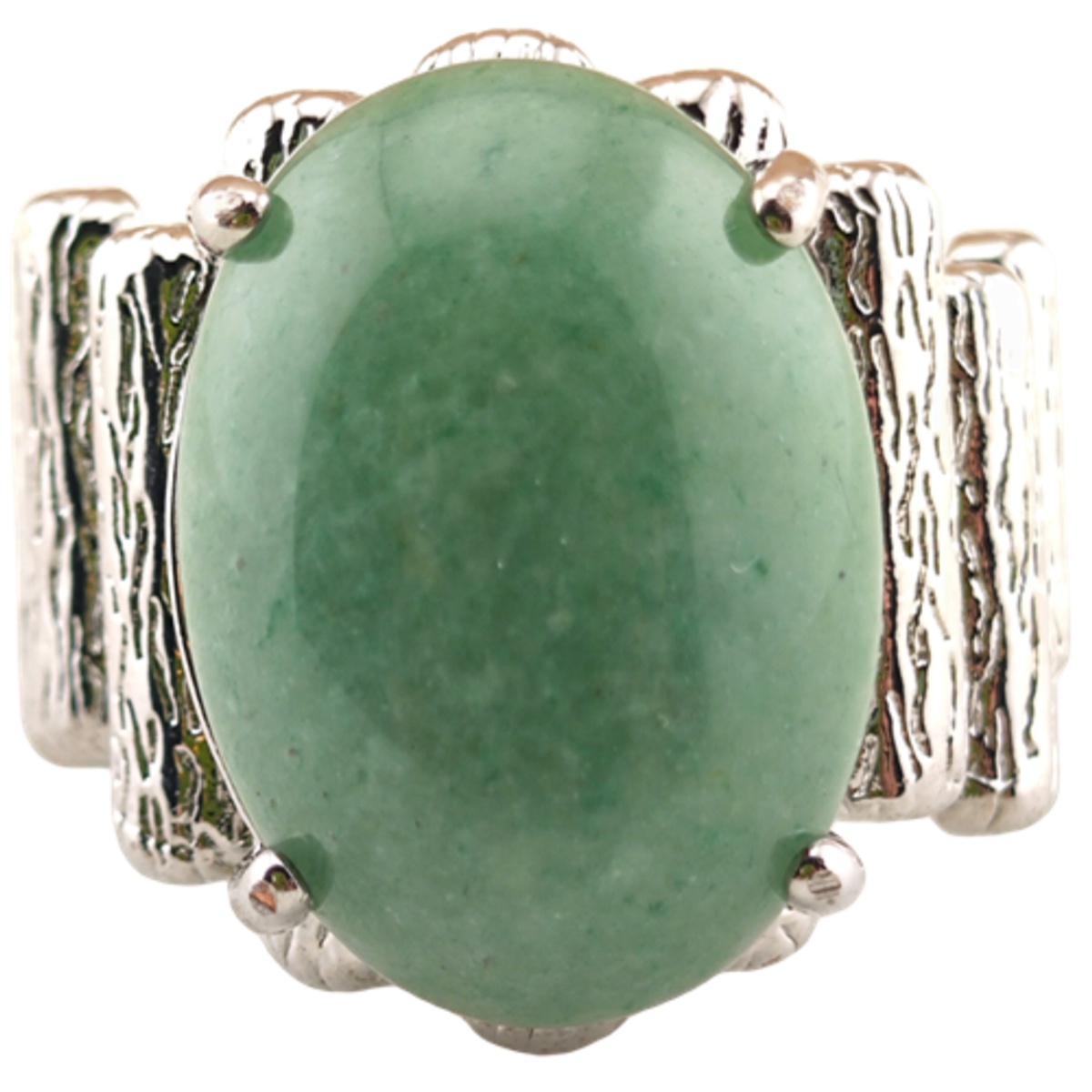 Silver Stone Rings for Women Men Adjustable 13x18MM Horse Eye Gemstone CAB SR0177S