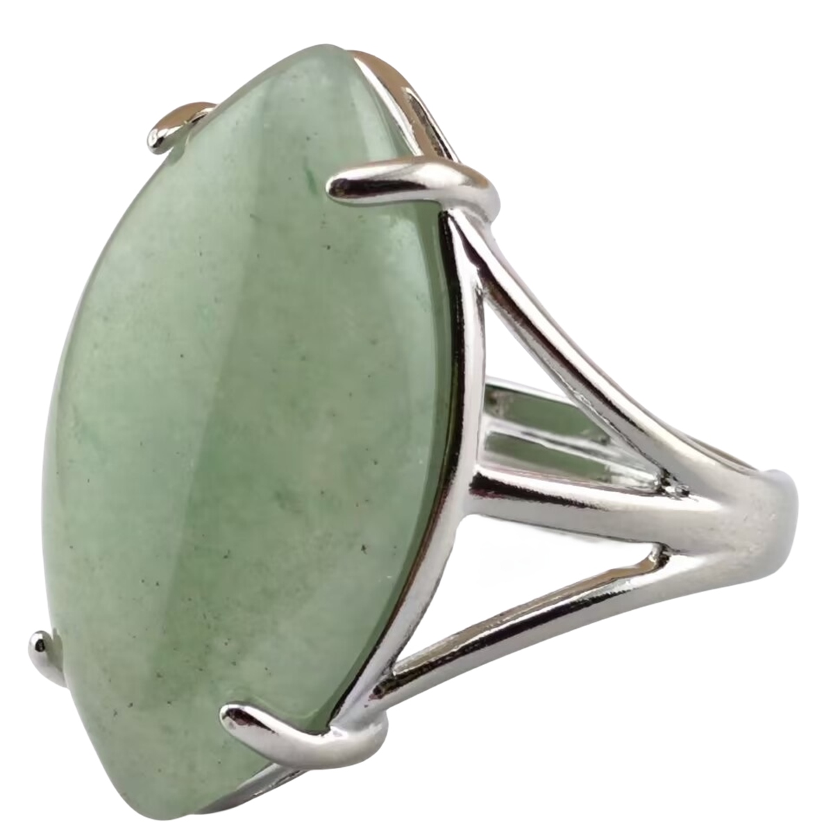 Silver Stone Rings for Women Men Adjustable 15X25MM Horse Eye Gemstone CAB SR0184S