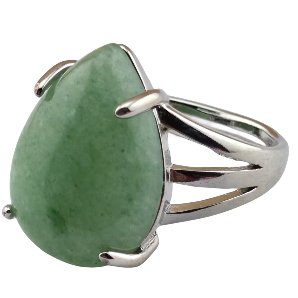 Silver Stone Rings for Women Men Adjustable 13x18MM Teardrop Gemstone Cabochons SR0185S