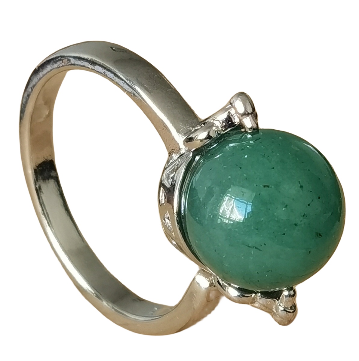 Silver Women 10MM Stone Balls Rings Adjustable SR0190S