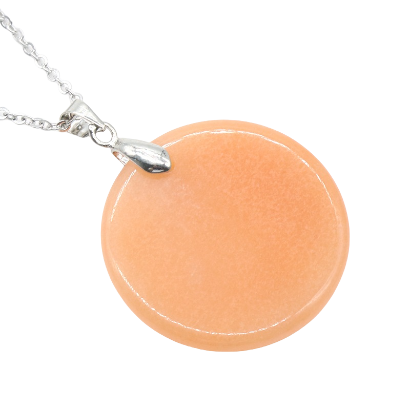 Round Disc Gemstone Pendant Necklace 30MM Healing Chakra Lucky Donut Coin Circle SN1453