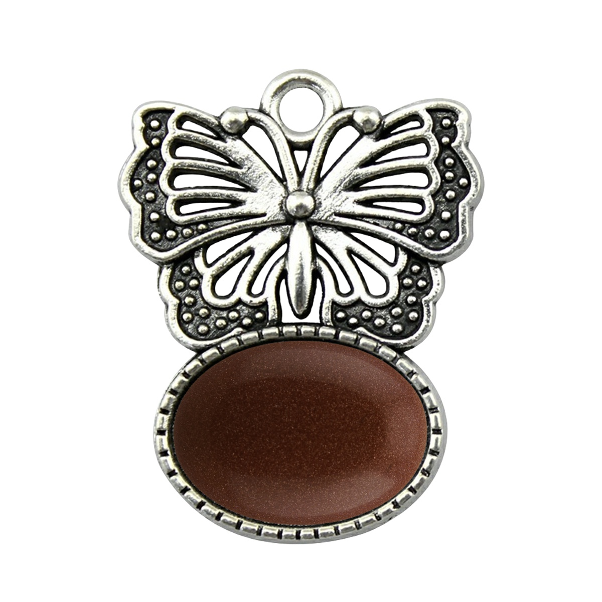 Silver Alloy Butterfly Gemstone Pendant for Making Jewelry with13x18MM Stone Cabs Steering wheel