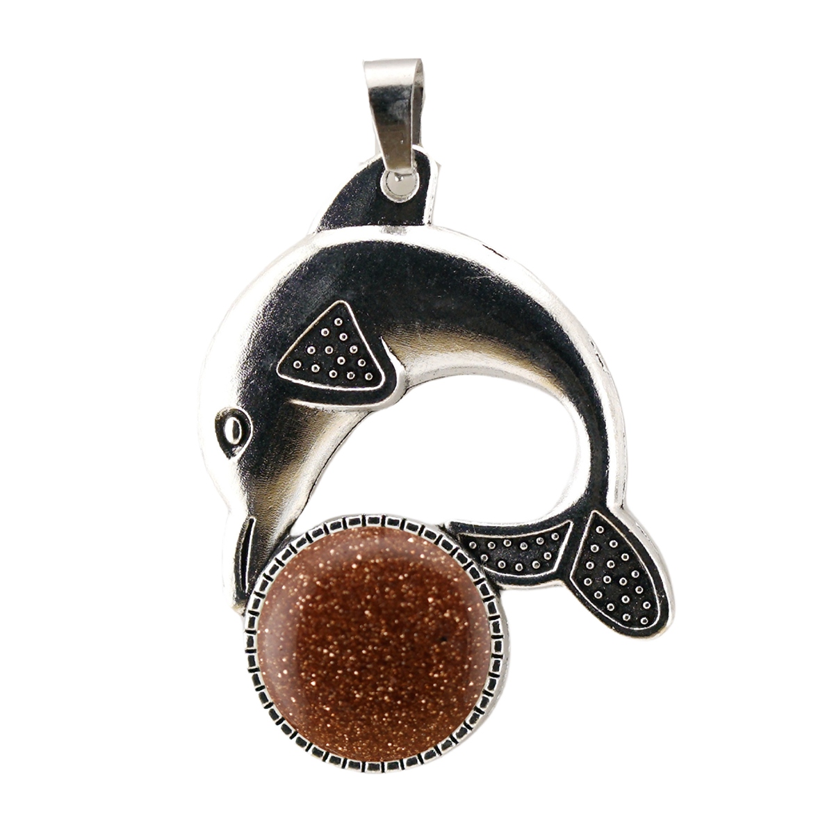 Silver Alloy Dolphin Gemstone Pendant for Jewelry Making Necklace Earrings