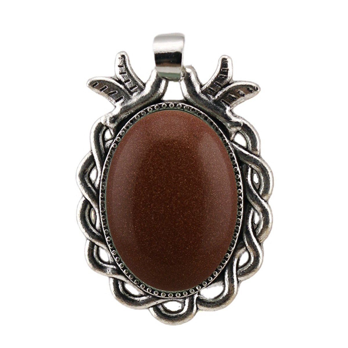 Natural Gemstone Pendant for Making Jewelry with 18x25MM Stone Cabs  Silver Alloy Accessories