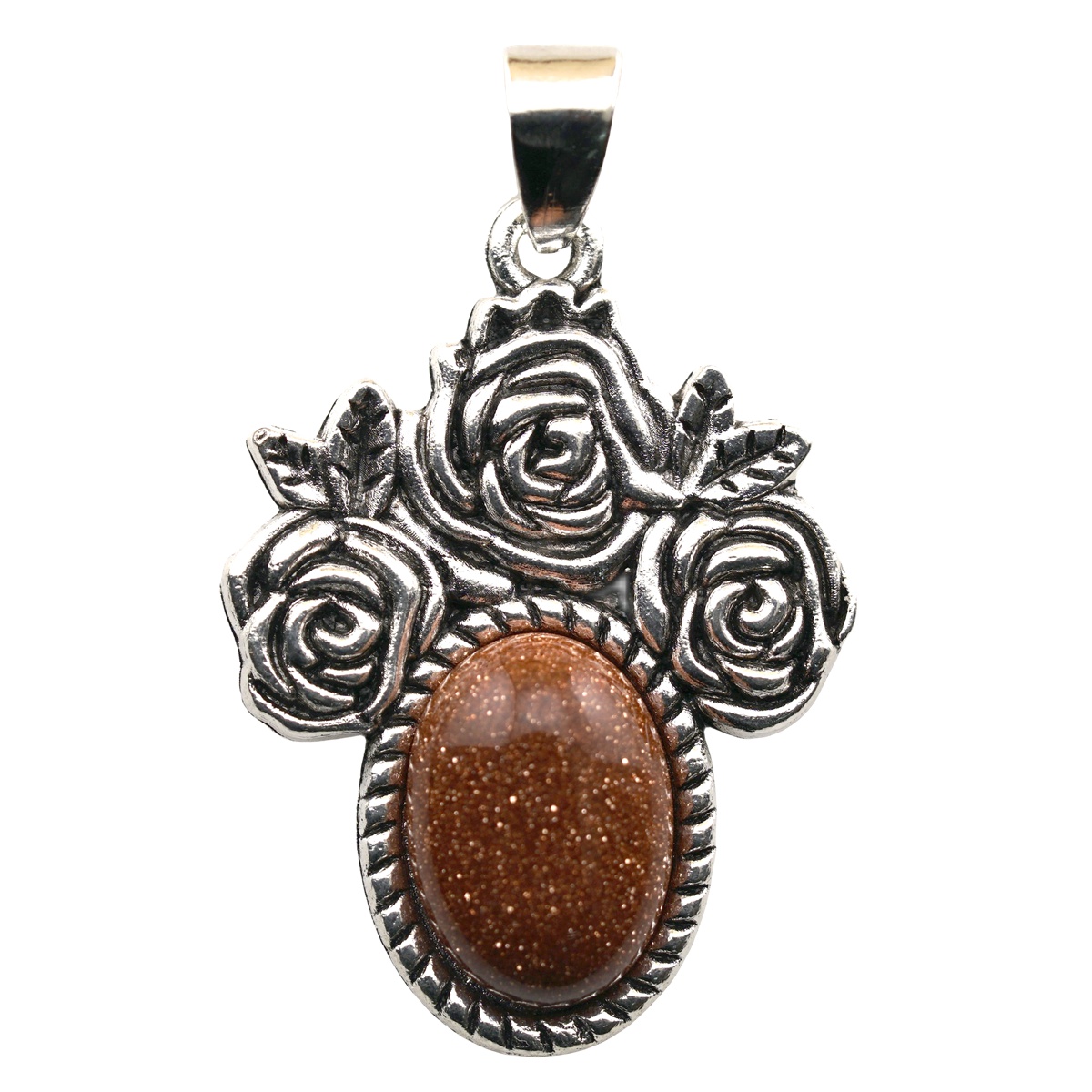 Silver Rose Flower Gemstone Pendant for Making Jewelry  10x14MM Stone Cabs