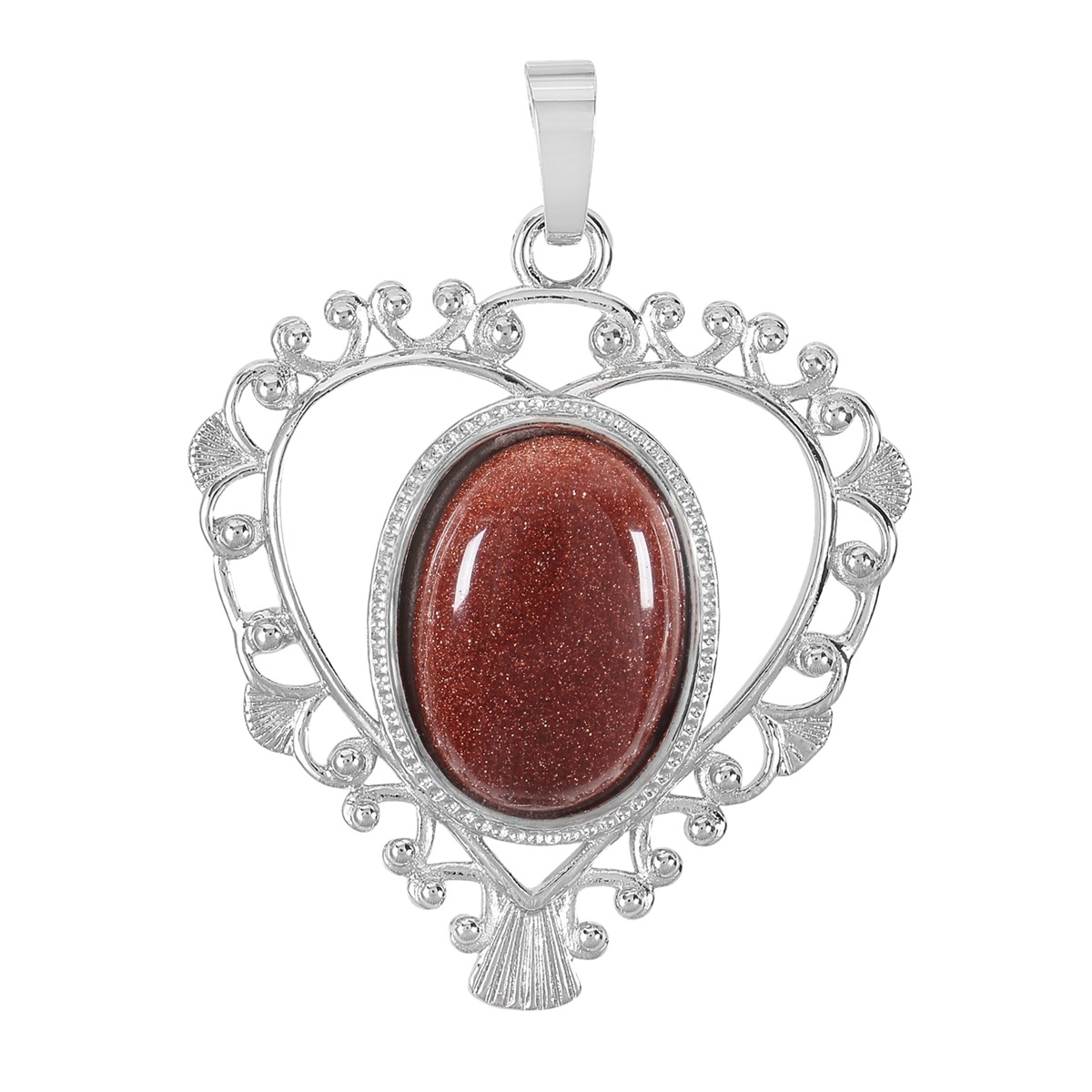 Silver Love Heart Pendant 35x46mm for Making jewelry necklace with 15x18MM natural Gemstone CABs