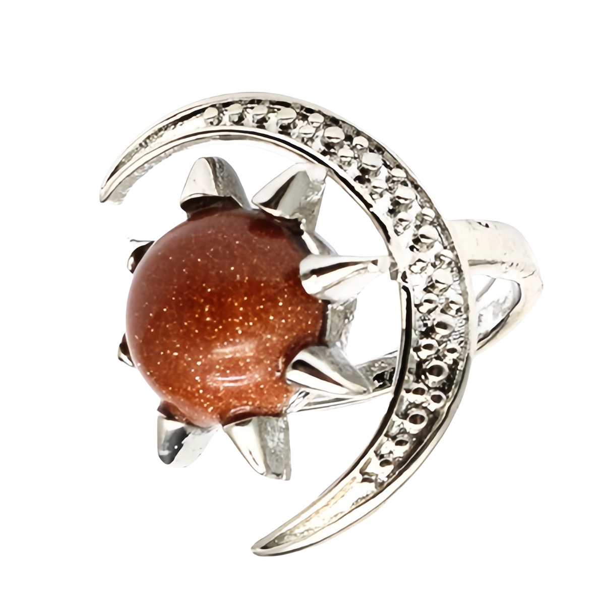 Moon Stone Rings for Women Men Adjustable Healing Crystal Ring Copper Plated White Gold Horse Eye Gemstone  SR0132S